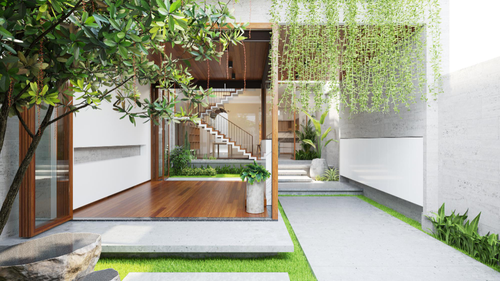 open-plan-living-room-with-wooden-floors-wooden-ceilings-stone-walls-large-sliding-doors-beautiful-sunny-garden